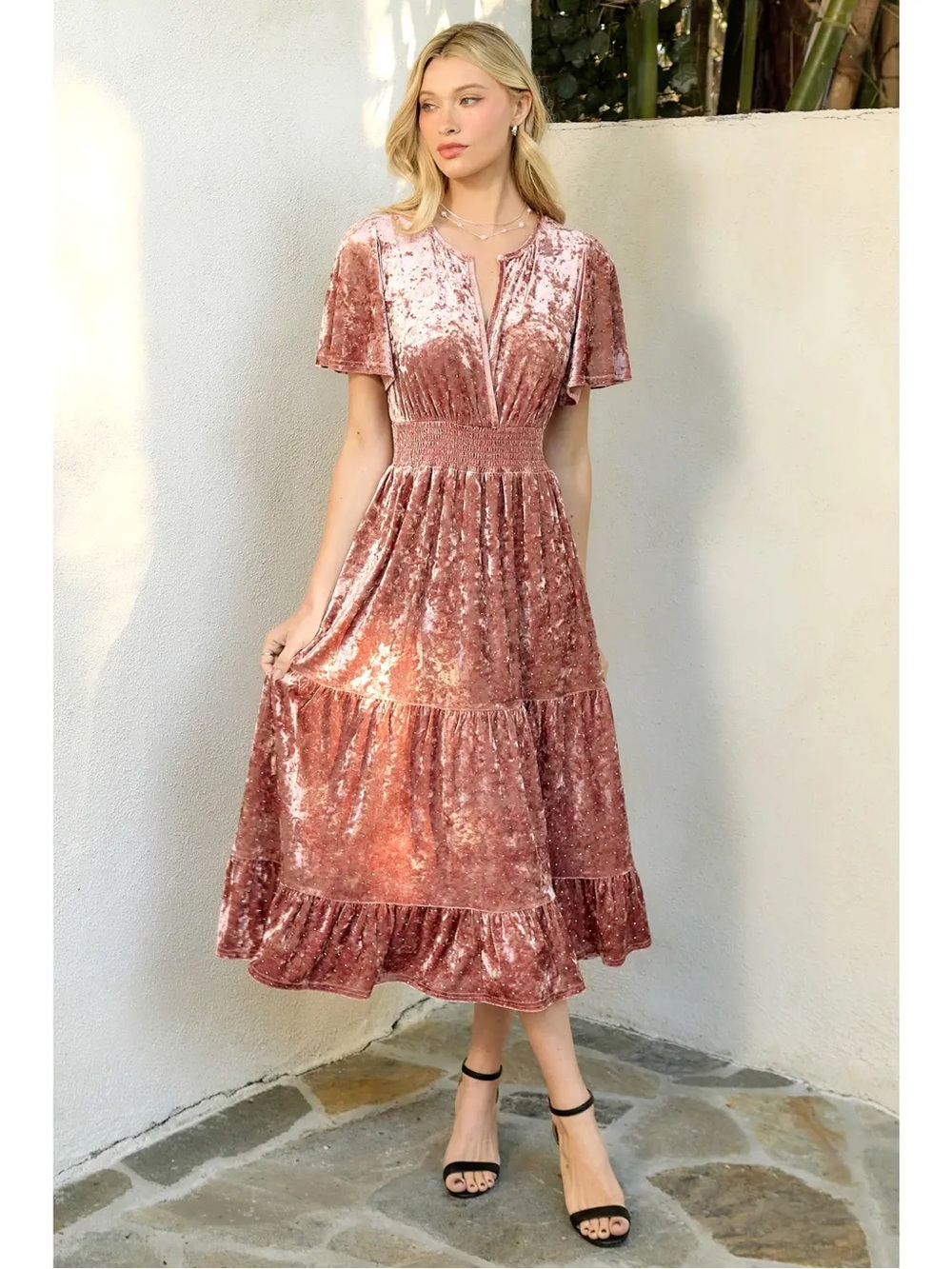 Flutter Sleeve Velvet Dress - NWT - Picture 3 of 4